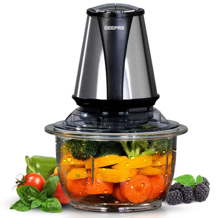 400W Mini Food Processor | 1.2L Glass Jar Bowl & 4 Stainless Steel Blades, 2 Speed, Mini Food Chopper Shredder Perfect For Salads, Salsa, Guacamole, Pesto, Curry Pastes & More - 2 Year Warranty