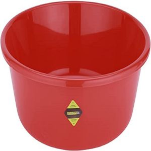 Royalford Rolled Rim Wash Tub - Plastic - Red - 9 LITER