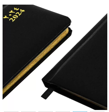 FIS 2024 Slim Diary Bonded Leather Arabic English 1 Side Padded Black -FSDI52AEGB24BK