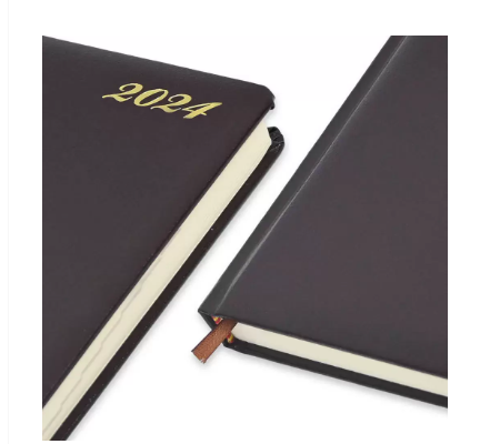 FIS 2024 International Golden A5 7-Languages Bonded Leather Diary Burgundy - FSDI136-7BG24BU