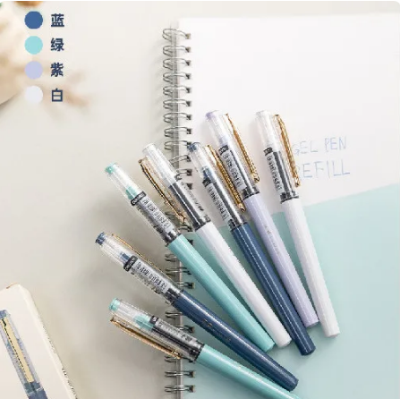 DELI S859 Gel Pen Signature Full Needle Tube Straight Liquid Rollerball Pen 0.5 Black Fashion Office Student 4PCS