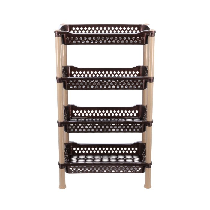 Royalford 4-Tier Multi-Layer Kitchen Rack- RF10410| Plastic Multi-Purpose Storage Rack For Fruits And Vegetables| Storage Rack For Home, Office, Living Room And Kitchen| Rectangular Stand| Compact Des