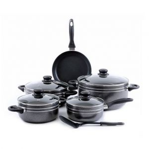 Royalford 10 Pcs Non Stick Cookware Set - Non-Stick - Black