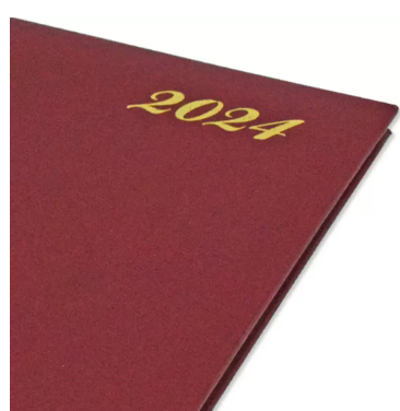 FIS Executive Diary 2024 English/French (1-Week at a glance) Vinyl, 1Side Padded, Cover Maroon - FSDI34E24MR