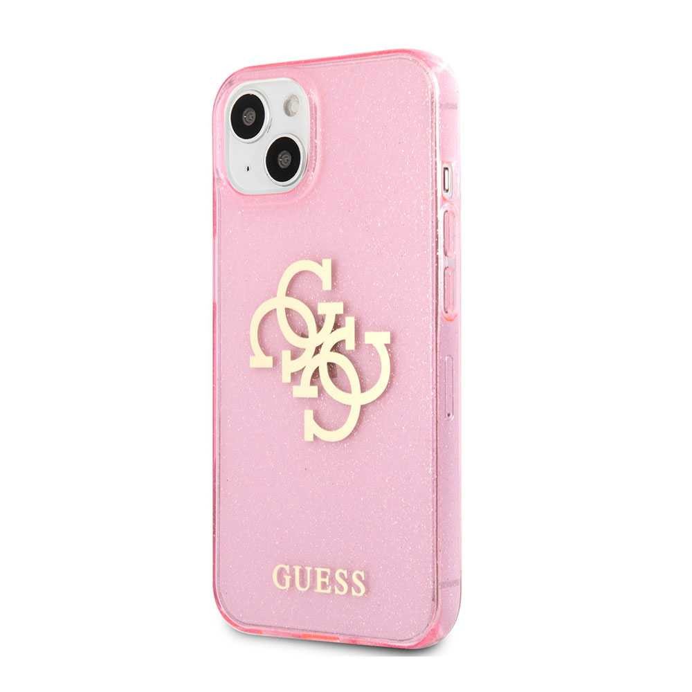 Guess TPU Full Glitter Cases 4G Logo For iPhone 13 (6.1") - Pink