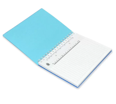 FIS Executive Spiral PP Soft Cover Notebook, 80 gsm, 80 Sheets with 15 cm PVC Scale and PVC Pocket, Single Ruled With Border, 2 Punch Holes, Micro Perforated With a Cut-Out, Blue Color, A5 Size - FSNB