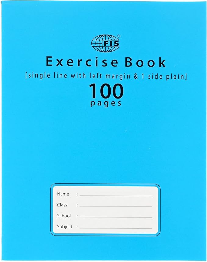 FIS Exercise Book A5 100 Pages 1 Side Plain with Left Margin, 12 Pcs of Pack