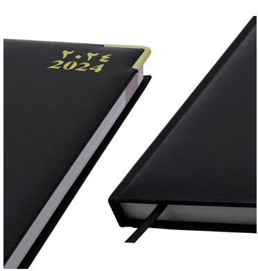 FIS Agenda Diary 2024 (Arabic/English) 1-Side Padded, Gold Corners, Black - FSDI75AEVG24BK