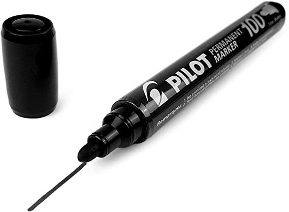 Pilot SCA100 Bullet Point Permanent Marker Pen - Fine 4.0mm-4.5mm Tip - Black - Box of 12