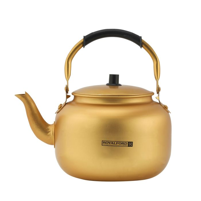 Royalford 6.0L Golden-Finish Aluminum Tea Kettle- RF10770| Rust And Corrosion Resistant Body With Comfortable And Anti-Scald Handle| Induction Compatible| Perfect For Indoor And Outdoor Use| Golden