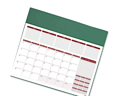 FIS Year Planner 2024 (English/French) PVC Desk Blotter, Green - FSDK2EF24GR
