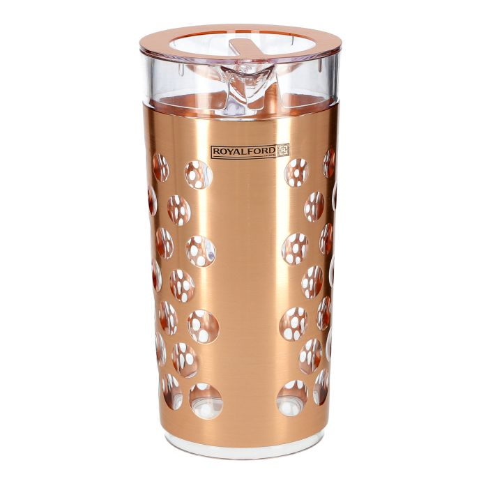 Royalford RF8227 2310 ML Rose Gold Acrylic Water Jug - Multi-Purpose Pitcher, Transparent Leak-Proof Lid With Spill Proof Pouring Spout | Ergonomic Handle & Lead-Free | Ideal For Water, Juice & More