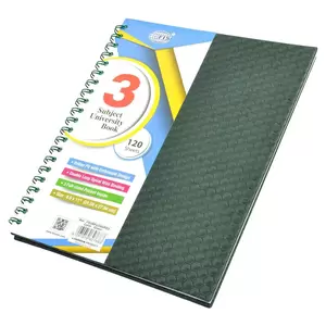 FIS Italian PU Spiral Cover University Books, 120 Sheets, 3 Subject, 8.5 x 11 Inch Size - FSUBPU3SGRD3