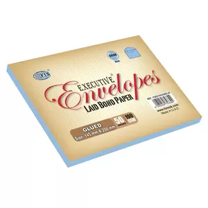 FIS Executive Envelope, Glued, Blue Colors, Pack of 50 Pcs. 145 x 200 mm, 100 GSM - FSEE1025GBBL50