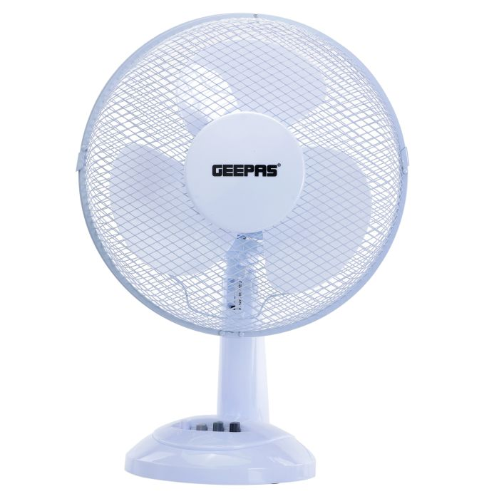 Geepas GF21135UK 12-Inch Table Fan | 3 Speed Settings With Oscillating/Rotating And Static Feature | Electric Portable Desktop Cooling Fan For Desk Home Or Office Use | 2 Year Warranty