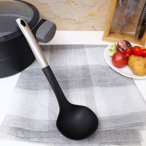 Royalford Soup Ladle With Handle - Stainless Steel - Black - 33 CM