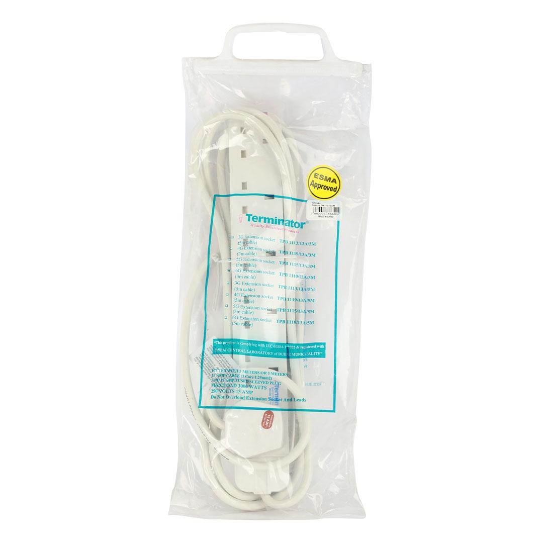 6 Way Power Extension Socket 3M Cable 13A