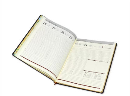 FIS Golden Executive Diary 2023 English/French (1-Week at a glance) Italian PU Cover, Green - FSDI36EG23GR