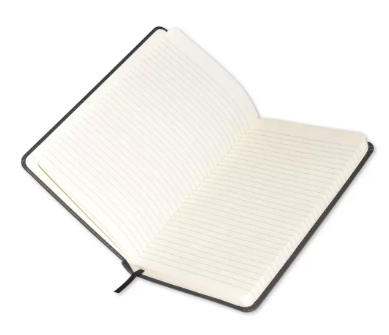 120-Sheets FIS Executive Notebook Single Line 13x21cm, Italian PU with Pen, Black - FSNBEXSL1321BK