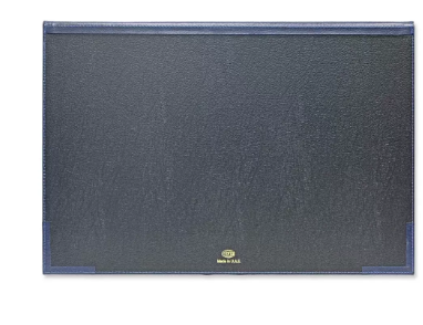 FIS Year Planner 2024 (English/French) with Vinyl Desk Blotter and Bonded Lether Flap, Blue - FSDKVIBLEF24BL