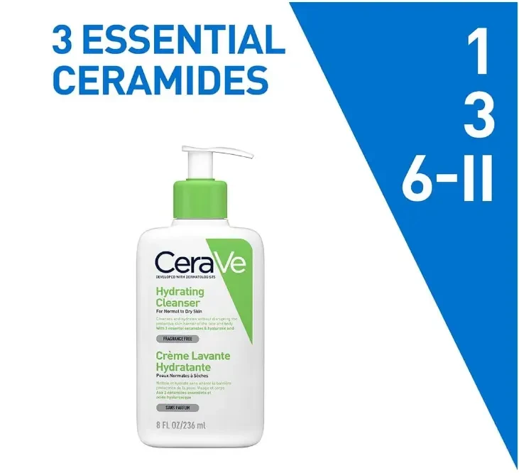 CeraVe Hydrating Cleanser Fragrance Free Paraben Free 8Oz, 236 ML