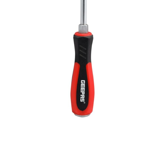 Geepas Precision Screwdriver - Slotted Screwdriver With Soft Grip Rubber Insulated Ergonomic Handle - CR-V Build, Magnetic Tip And Hanging Hole For Easy Carry - Bicolored Red/Black - (SL 8x150mm)