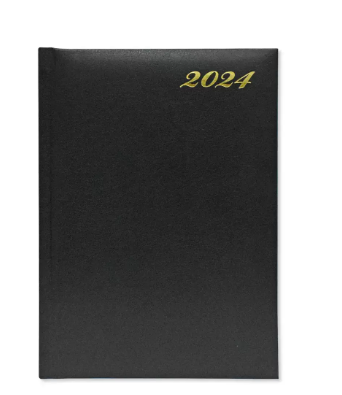Fis 2024 A5 Diary,Vinyl, English 1 Side Padded Black -FSDI18E24BK