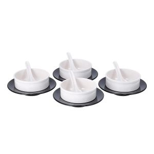 Royalford 12 Pcs Soup Bowls Set - Glass - Black and White - 079 Kilograms