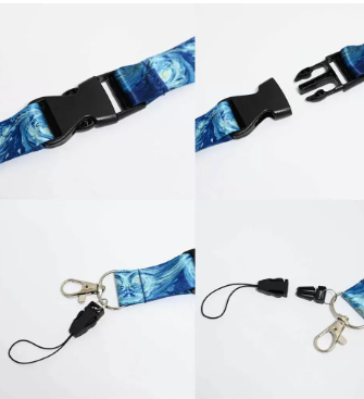 FIS Bag of 1 Fancy Lanyard With Metal Hook Width:2.5CM, Length:90CM with Transperent Name Badge 62x102 MM Deep sea Blue Color -FSNAF3-1