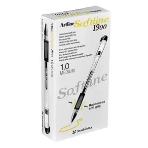 Artline Softline 1900 Gel Pen 1.0mm, Pack of 12 Pcs, Silver Color, Rubberised Soft Grip - ARBN1900SL