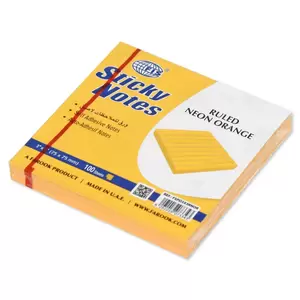 FIS Sticky Note Pad, 3X3 inches, Pack of 12, Ruled Neon Orange -FSPO3X3RNOR
