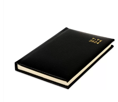 FIS Bonded Leather Pocket Diary 2024 (Arabic English) 1 Side Paded Cover Black - FSDI12AEB24BK