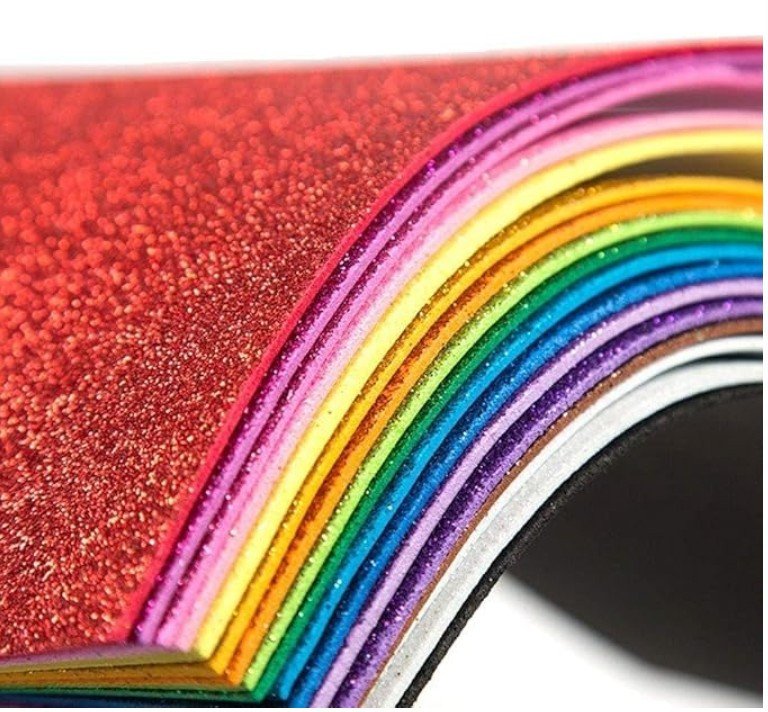 Glitter Eva Foam Sheet A4 with Sticker, 21x29cm 2mm (10pcs/Pack) - Assorted Color