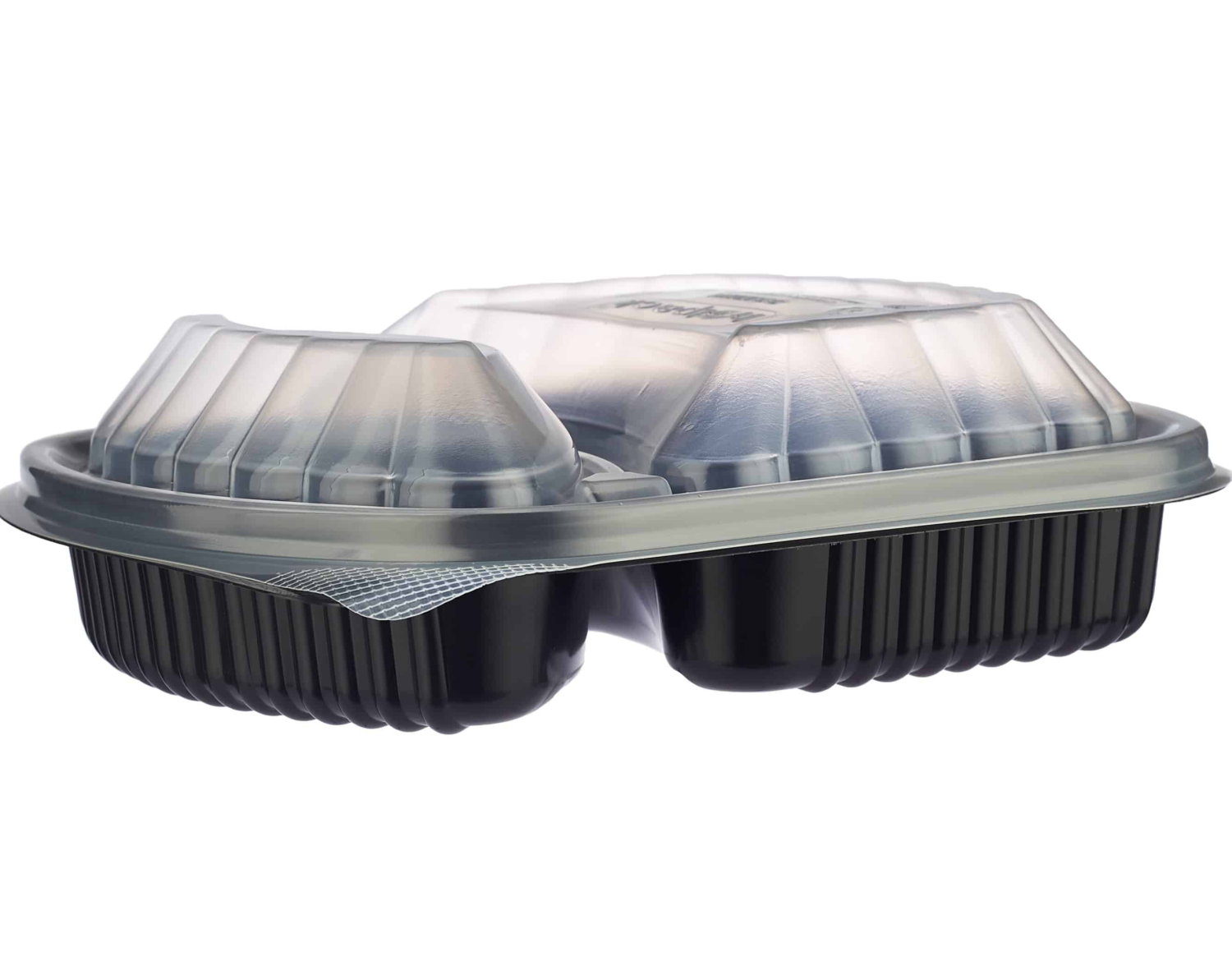 Black Base Rectangular 2-Compartment Container 250 Pieces
