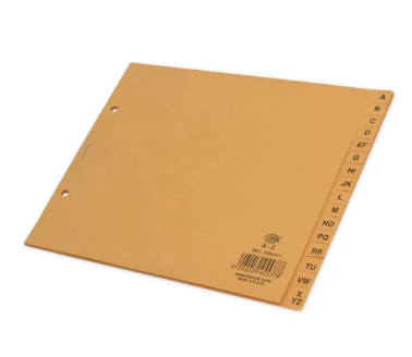 Pack of 25 Pieces Paper Divider (A - Z) English, Size A5 Yellow