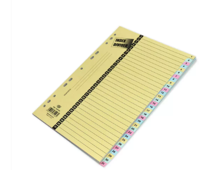 Pack of 8 Pieces A4 1-31 Color Board Dividers Yellow/Black