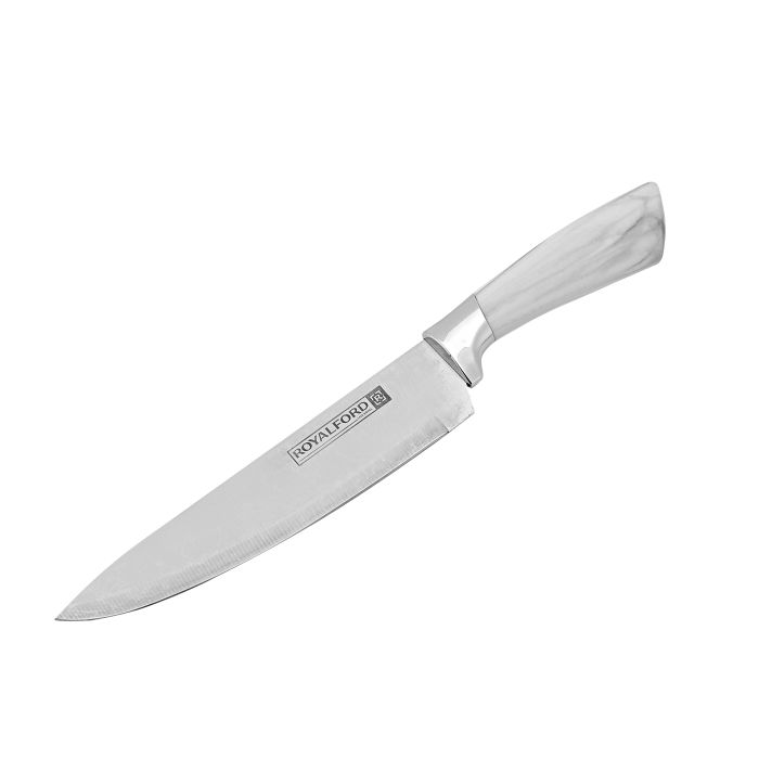 Royalford RF9665 8 PCS Kitchen Knife Set With Rotating Knife Block - Stainless Steel 5 Kitchen Knives Along With Scissor, Knife Sharpener & Holder Block - Multifunctional Knife Block Set - Cutlery Sta