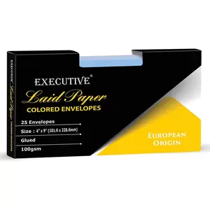 FIS Laid Paper Envelopes Glued, Pack of 25 Pcs. Blue Color, 4 x 9 inch Size, 100 GSM - FSEE1028GBLB25