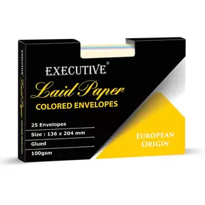 FIS Laid Paper Envelopes Glued, Pack of 25 Pcs. 6 Assorted Colors, 136 x 204 mm Size, 100 GSM - FSEE1024GB625
