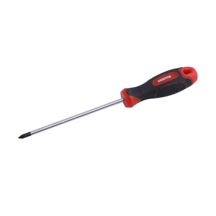 Geepas Precision Screwdriver - Phillips Screwdriver With Soft Grip Rubber Insulated Ergonomic Handle - CR-V Build, Magnetic Tip And Hanging Hole For Easy Carry - Bicolored Red/Black - (PH1x125mm)