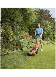 Cordless Compact Lawn Mower Supports 2x18V Li-Ion Batteries (Battery Not Included) BCMW3318N-XJ Orange/Black 33cm