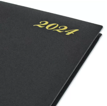 FIS Executive Diary 2024 English/French (1-Week at a glance) Vinyl, 1-Side Padded, Cover, Black - FSDI34E24BK