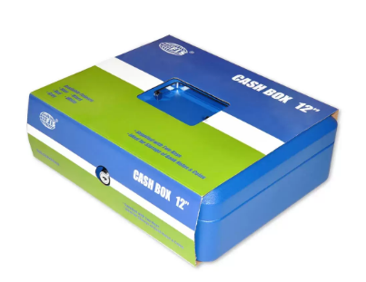 FIS Cash Box with Key, 12 Inch, Matt Finish Blue Color - FSCPTS0019BL