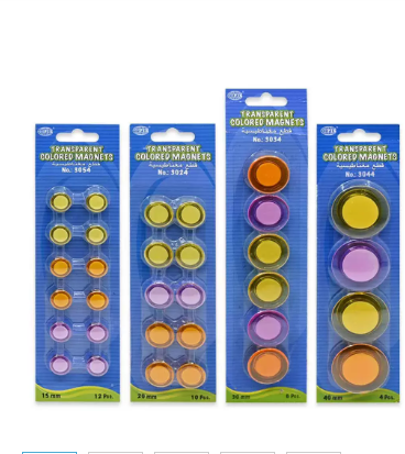 FIS Colored Magnet, Transparent Assorted Colors, Pack Includes 4 Sets (15 mm set, 20mm set, 30 mm set, 40 mm set) -FSMI54243444/4