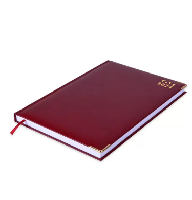 FIS A4 Diary 2024 Arabic/English (Golden Corners) Maroon - FSDI42AE24MR