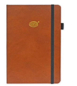 FIS Budget Planner with Elastic Pen Loop German Bonded Leather, Size A5, White Paper, 100 GSM, 128 Pages, Hard Cover, Round Corners, Colour Brown - FSORA5BPLANBLBR