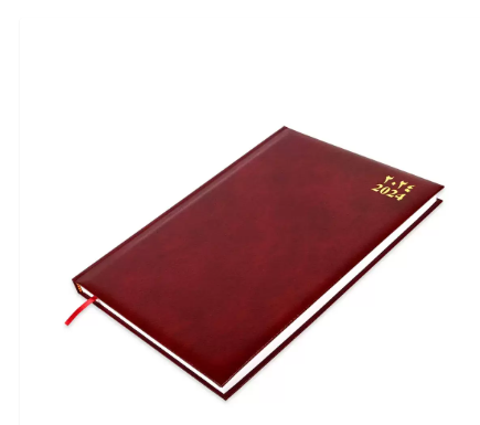 FIS Bonded Leather Diary 2024 (Arabic/English) Maroon, A4 - FSDI40AEBW24MR