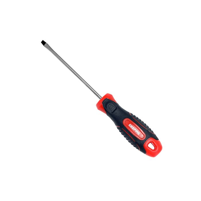 Geepas Precision Screwdriver - Slotted Screwdriver With Soft Grip Rubber Insulated Ergonomic Handle - CR-V Build, Magnetic Tip And Hanging Hole For Easy Carry - Bicolored Red/Black - (SL 4x100mm)