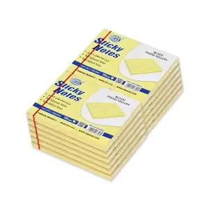 FIS Sticky Note Pad, 3X4 inches, Pack of 12, Ruled Pastel Yellow -FSPO3X4RPYL