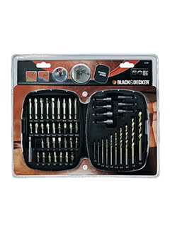 50 Pieces, Drill Bits Sets With ,Screwdriver Bits/Socket, Bits And Magnetic ,Bit Holder For, Masonry Drilling,/Metal Drilling & ,Screw driving With, Kitbox A7093-XJ, Black/Silver,